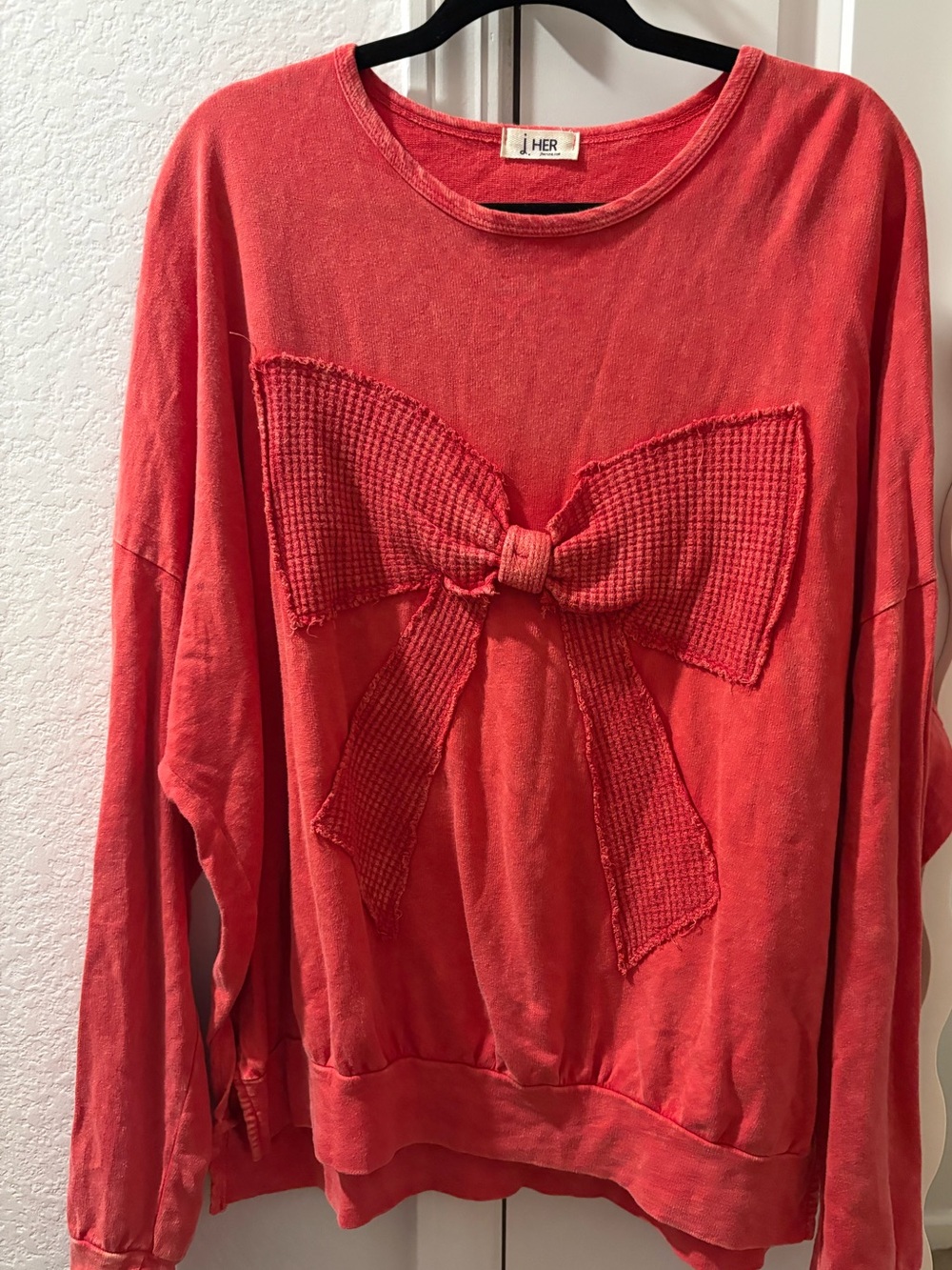 J. Her Red Bow-Accent Pullover Sweatshirt